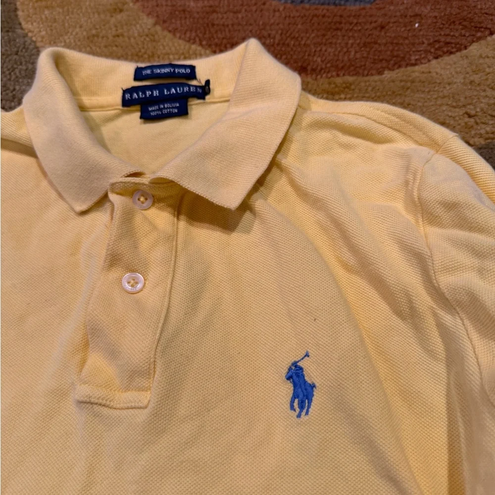 Ralph Lauren The Skinny Polo Shirt Long Sleeve Yellow Boys Kids Youth Size Large